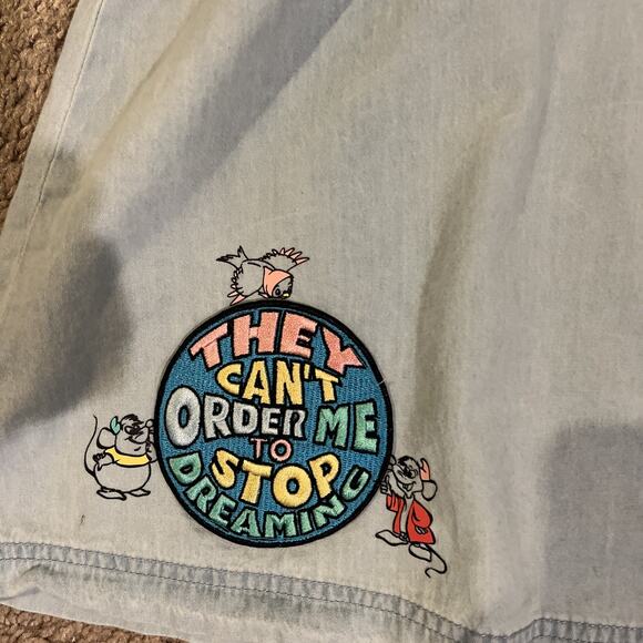 NWT Disney Parks Cinderella Denim Chambray Patch Skirt Gus Gus Jack Size Small - Picture 3 of 11